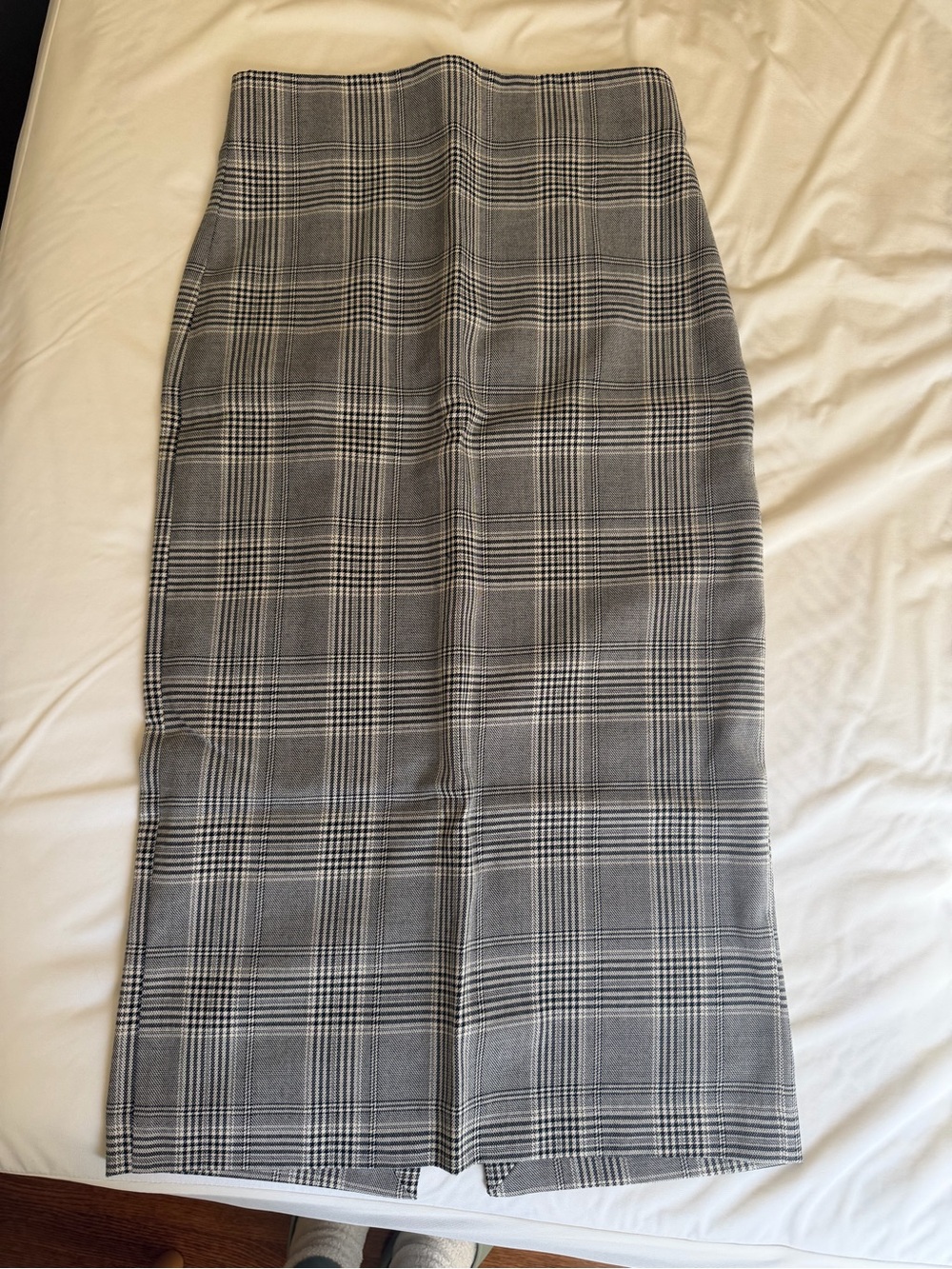 Zara Gray Plaid Pencil Midi Skirt